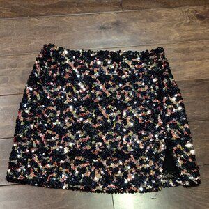 Urban Outfitters Black Motif Sequin Mini Skirt SIZE SMALL